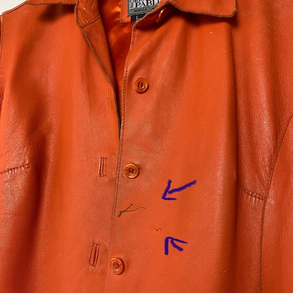 Sold‼️Vintage Orange Button Front Leather Shirt Jacket 70's - Picture 13 of 14
